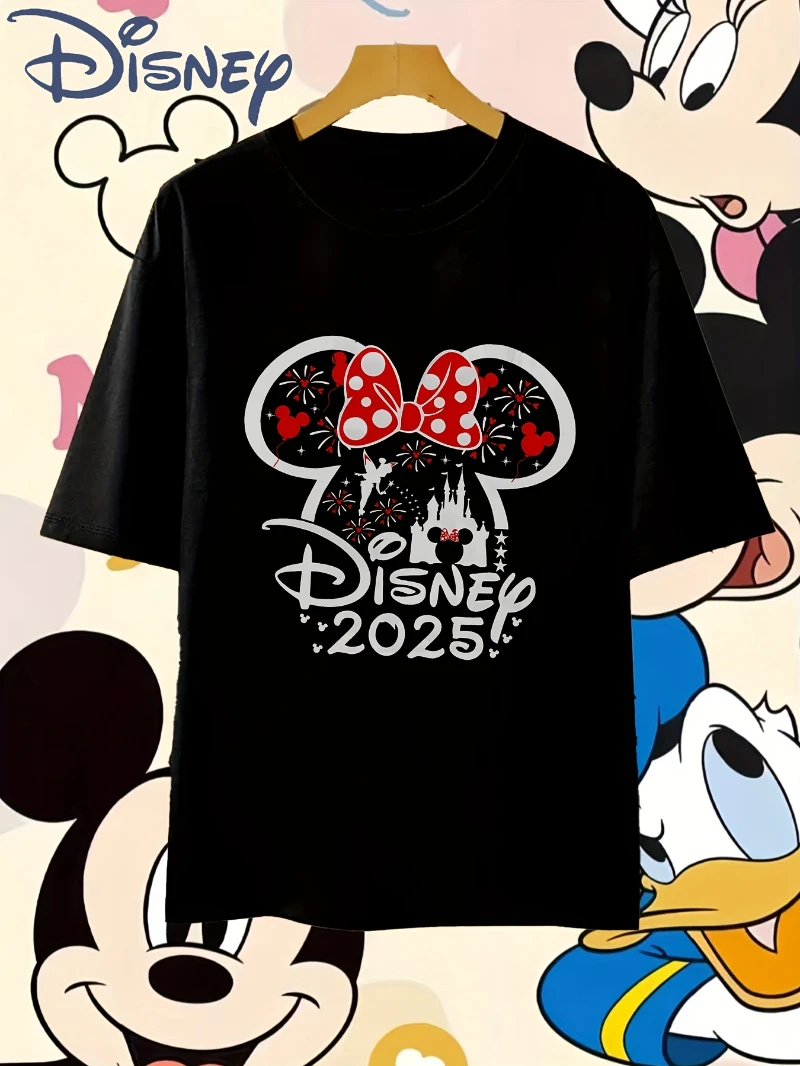 

Disney Minnie 2025 Dream Journey Women's T-shirt Cotton Round Neck Short Sleeve Casual Street Top