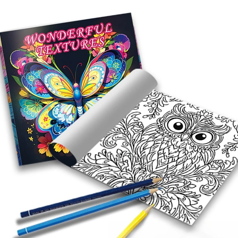 Wonderful Textures Coloring Book Colorful Butterfly Floral Pattern Stress Relief Drawing Book