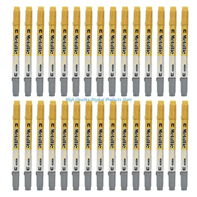 U2JE Double Sided Brush Pen Gold Silver Metallic Brush Marker Fast Drying Waterproof For Invitations Greeting Card Writing