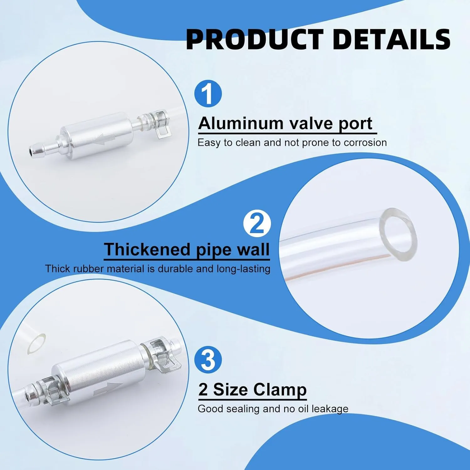 4 Set Brake Bleeder Hose, One Way Check Valve Tube Bleeding Tool Kit Silver view 6