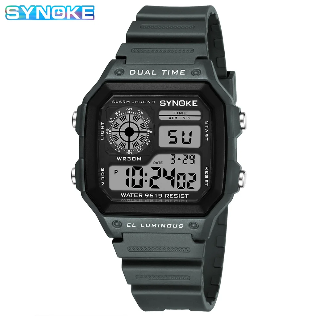 SYNOKE Digital Watches Men Sports Luminous Multifunction Waterproof Chrono Wristwatch Outdoor and Running Student Seven Light