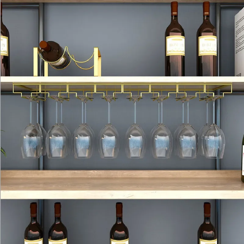 for American Creative Tall Red Wine Glass Holder Upside Down Wrought Iron Home Bar Hanging Wine Glass Rack Storage Stand
