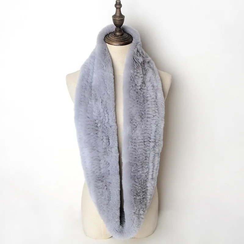 

Real Rex Rabbit Fur Scarf Women's Winter Warm Fashion Fur Woven Scarf Thick Warm Neck Cover Lady Knitted Real Fur Scarves Wraps