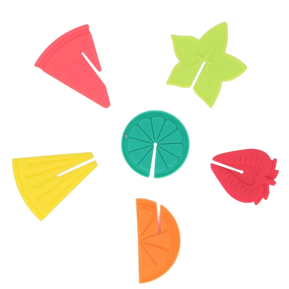 6 PCS Silicone Wine Glass Marker Colorful Fruit Pattern Drink Cup Label Reusable Practical Wine Glass Markers Set Home Kitchen