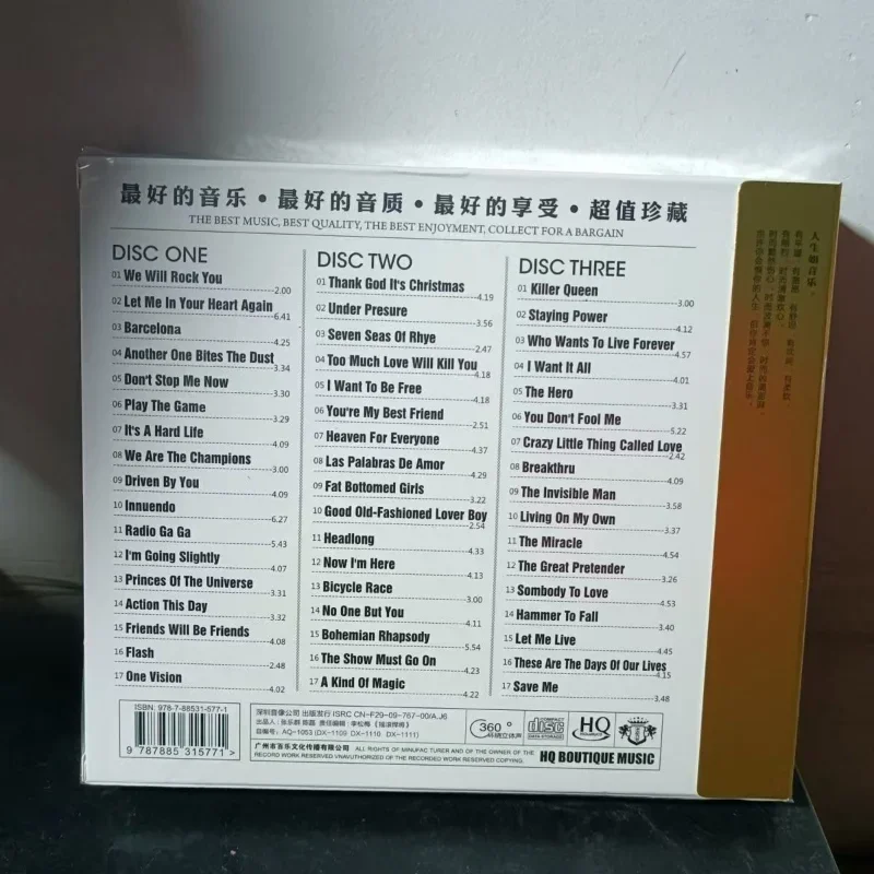 3CD Rock Music Collection of Famous European and American Band Albums and Pop Songs CD Box Set