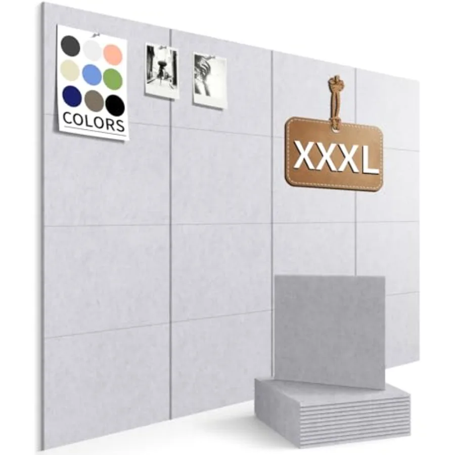 

Large Bulletin Board 59"x 36" Cork Boards for Walls, 16 Pack Felt Wall Panels Photo Board, Cork Board for Office Home Pin Board