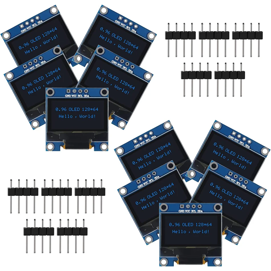 10 PCS 0.96 inch 12864 128X64 OLED LCD Display Board Module I2C IIC SSD1306 Driver 4 Pins Compatibile with Arduino Raspberry Pi