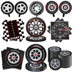 Wheel Race Car Paper Plates Track Napkins Racing Car Party Supplies Tableware Boys Birthday Party Supplies Disposable Tableware