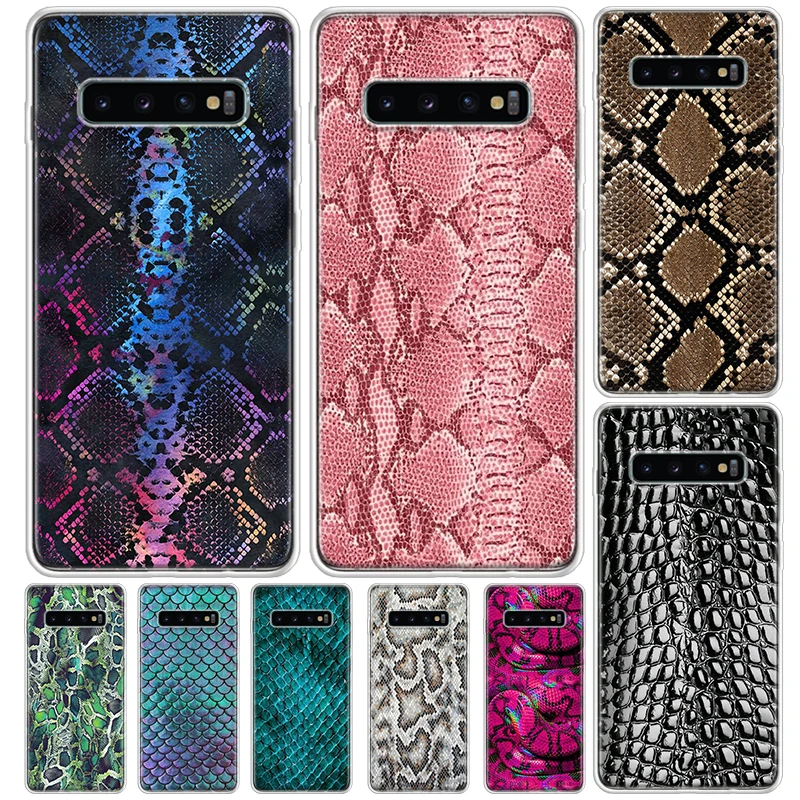 Pink Snake Skin Printing Drawing Cover For Samsung Galaxy S23 S22 S24 Ultra S21 Plus S20 FE Phone Case S10 + S10E S9 S8 Print