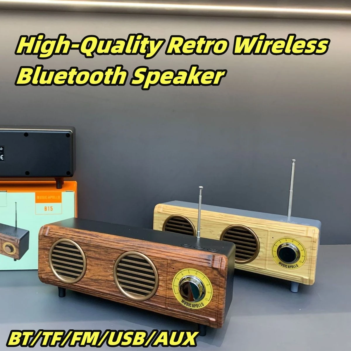 High-Quality Retro Wireless Bluetooth Speaker Multifunction Radio Handheld Portable and Rotating Adjustments Perfect for Outdoor