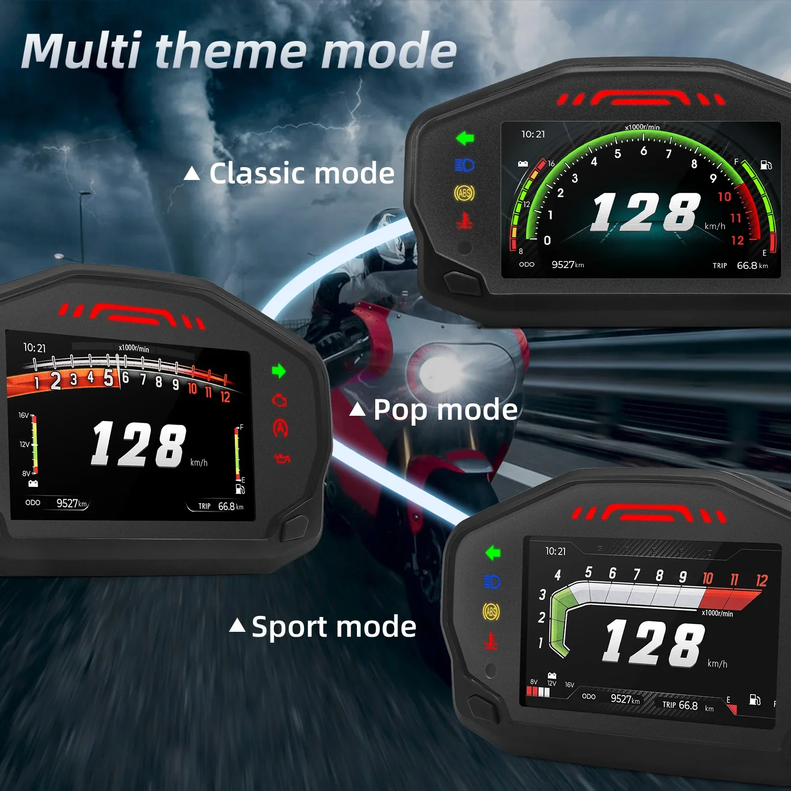 Motorcycle Speedometer Tft Tpms Speed Meter Odemeter Tachometer with Bracket Can Set Data Chinese / English Version 2/4 Cylinder