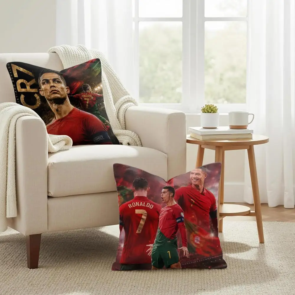 C-Cristiano R-Ronaldo Cushion Cover Summer Coolness Linen Organic Fabric Sofa Pillow Case Double-Sided Printing Home Decor