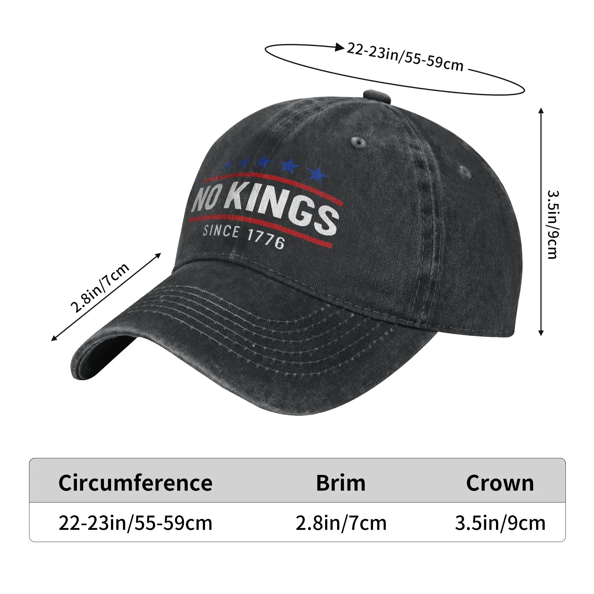 Gorra de béisbol No Kings Sun Kpop Rock, gorra de camionero lavada con protección solar, gorras de béisbol con estampado informal para hombre y mujer