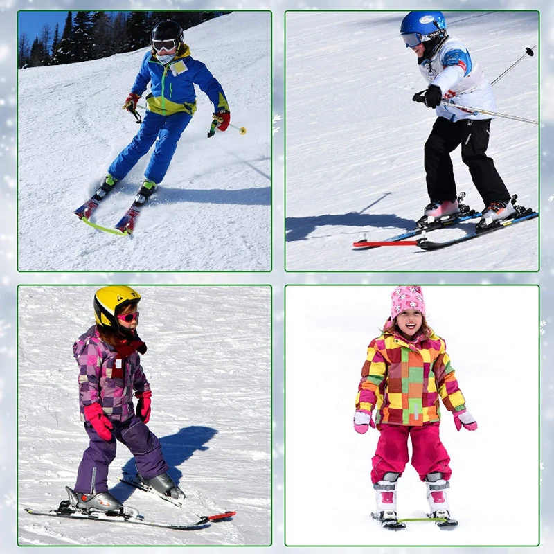 Connecteur de pointe de ski pour débutants, skis avec fixations et bottes, acier inoxydable, équipement d'entraînement de ski pour enfants, tout-petits et débutants