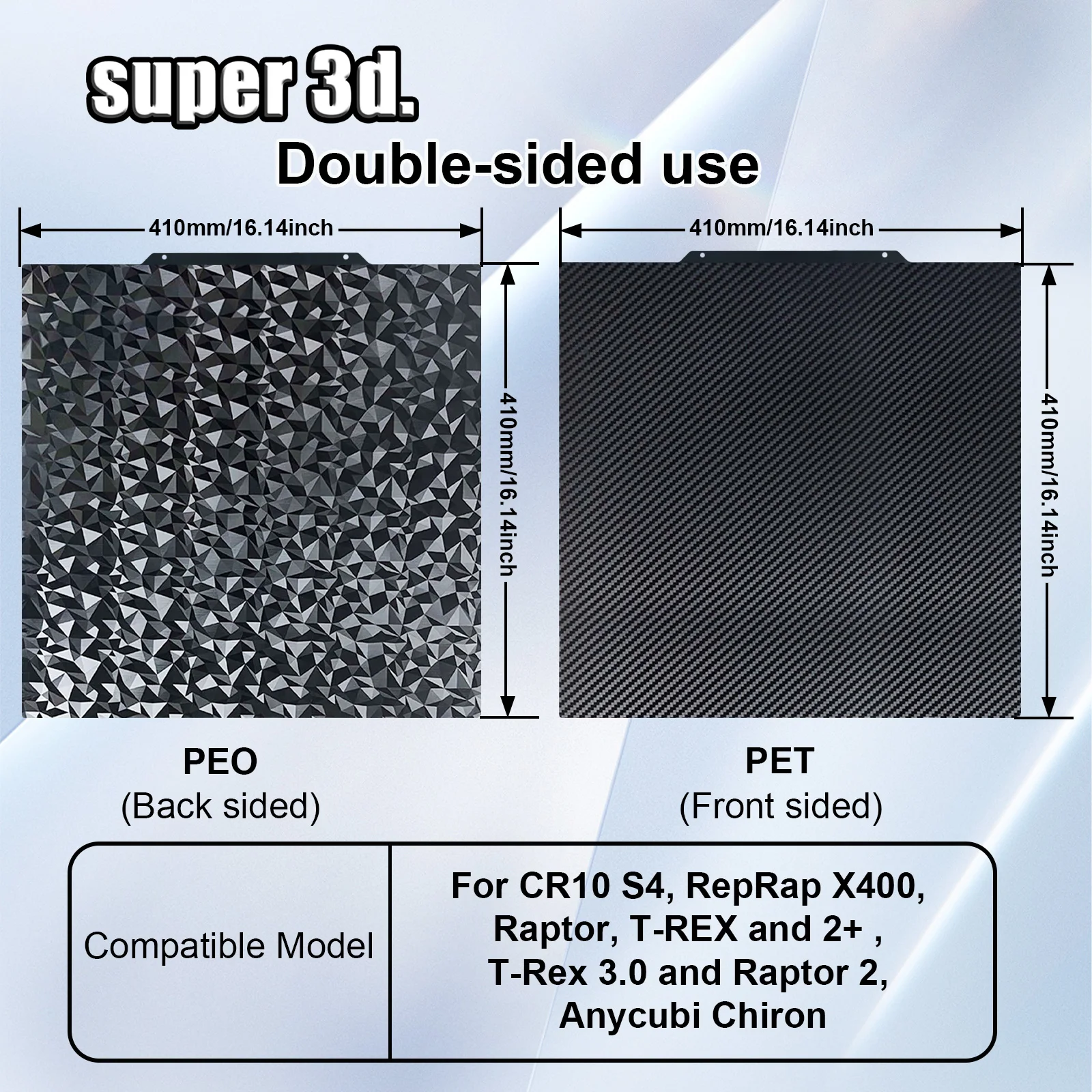 Imagem -06 - Folha de Textura Pei para Creality Cr10 s4 Pet Nenhuma Placa Magnética Build Spring Steel Impressora 3d Anycubic Chiron Bed 410x410