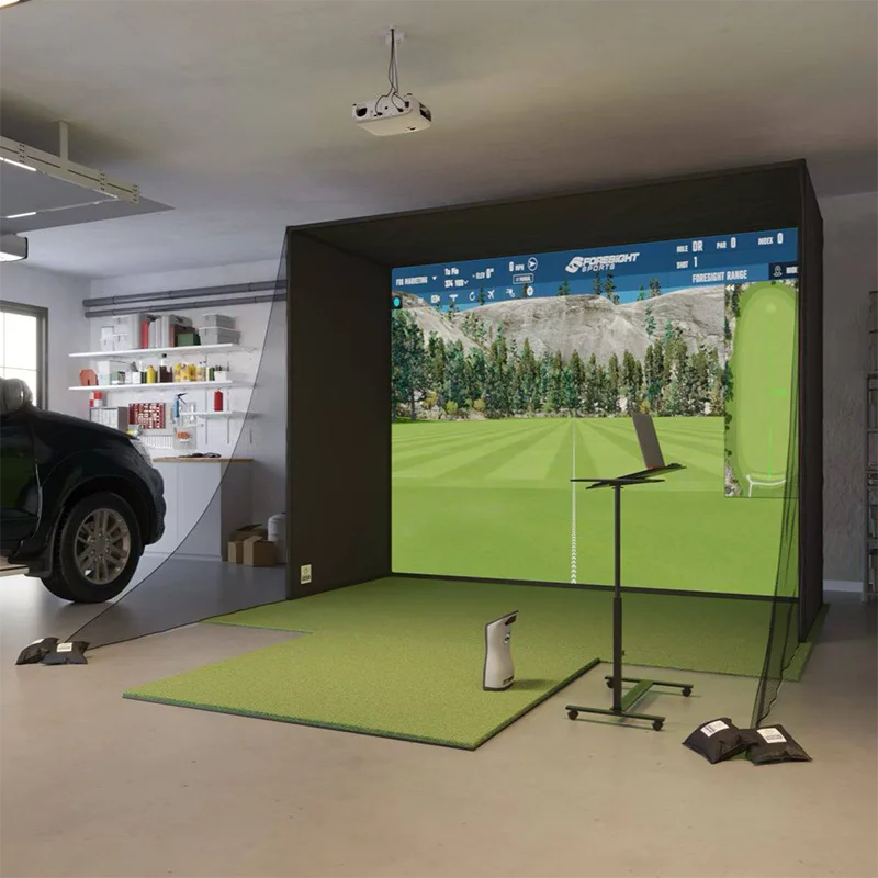 

Home Golf Simulator Tent With HD Impact Screen Aluminum Alloy Frame Custom Size Logo Golf Simulator Enclosure