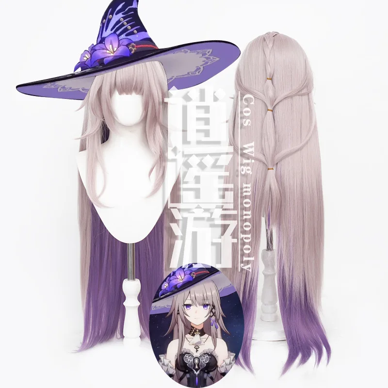 

Herta Cosplay Wig Game Honkai Star Rail 100CM Purple Mixed Heat Resistant Synthetic Hair Halloween Anime Cosplay Wigs+Wig Cap