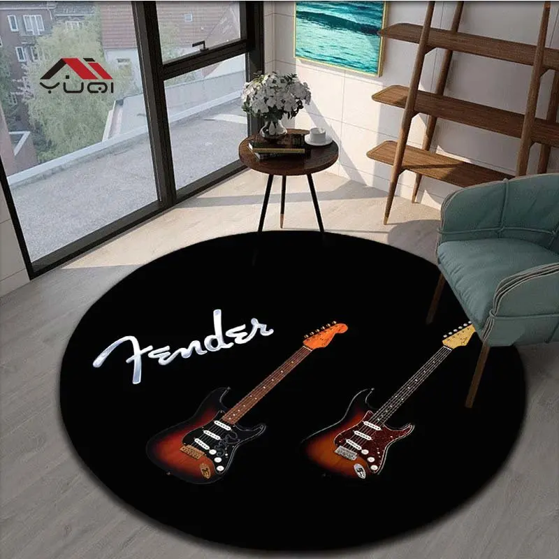 

Круглый ковер для гитары Fender для гостиной, Детский ковер, напольный ковер, коврик для ванной, ковер для спальни, Придверный коврик, 5 размеров