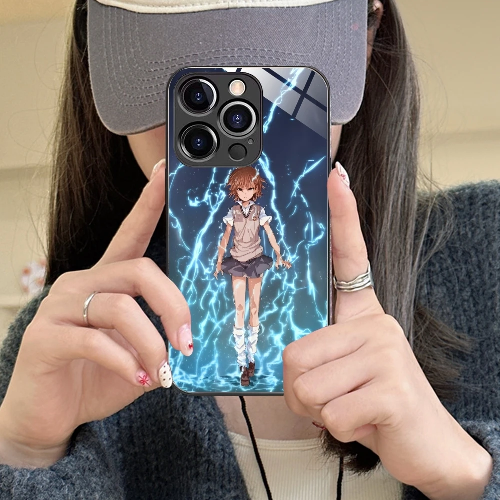 Anime Misaka Mikoto Mobile Phone Case for iPhone 15 14 13 12 11 X XR XS 8 Pro Max Plus Mini PC Glass Phone Cover Shell