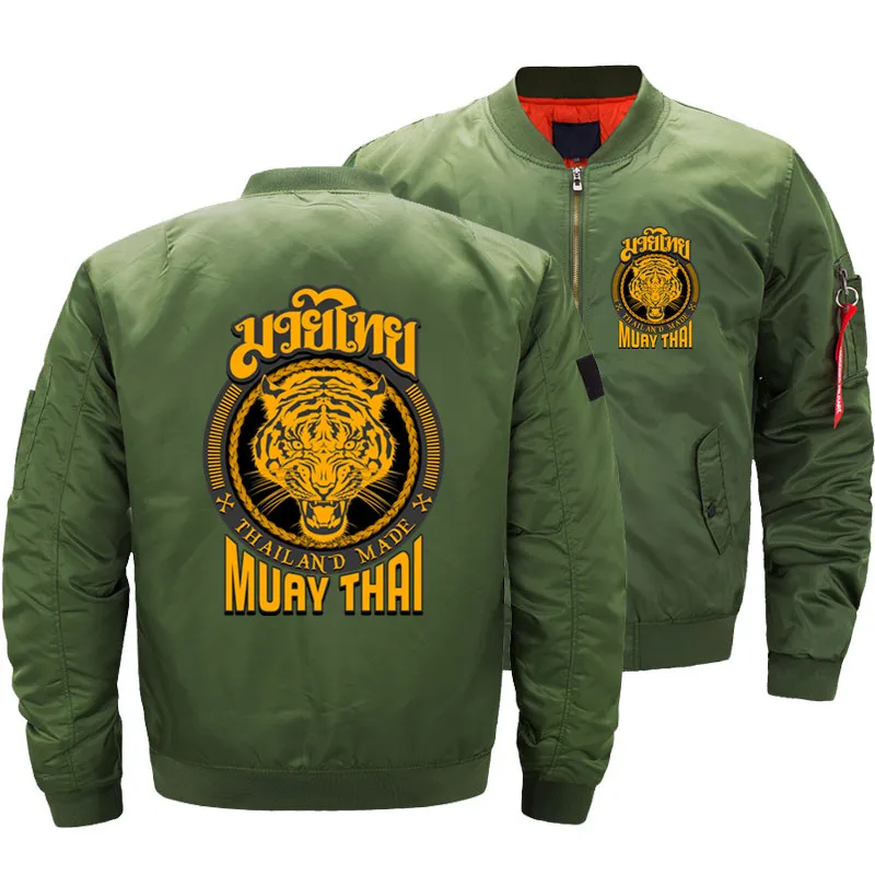 Dropshipping Muay Thai Tiger Thailand Bomber Jacket Men Streetwear Hip Hop Winter Coats 3D Printed Thick Warm Jackets Hombre