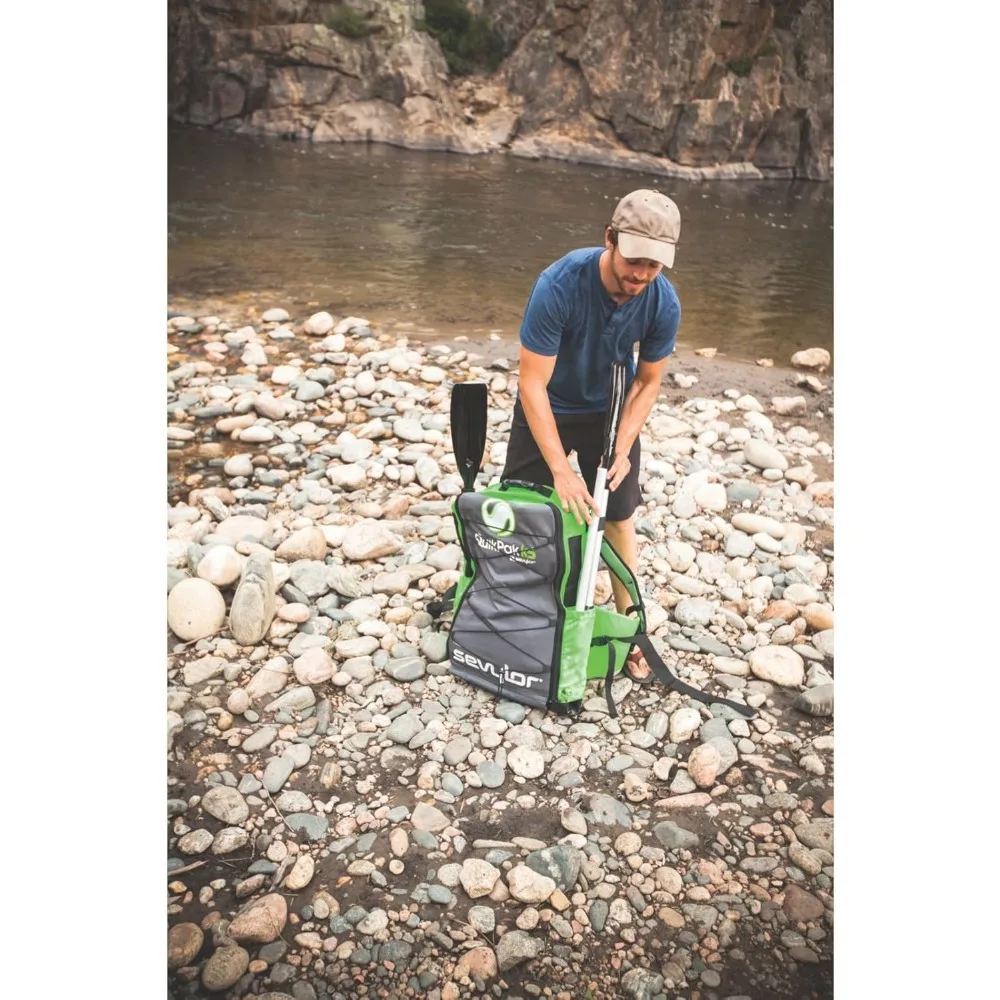 QuickPak K5 24-metrowy nadmuchiwany kajak z poliestru PVC 1-osobowy z pompką ręczną, wiosłem, zaworami z podwójną blokadą i łatwą