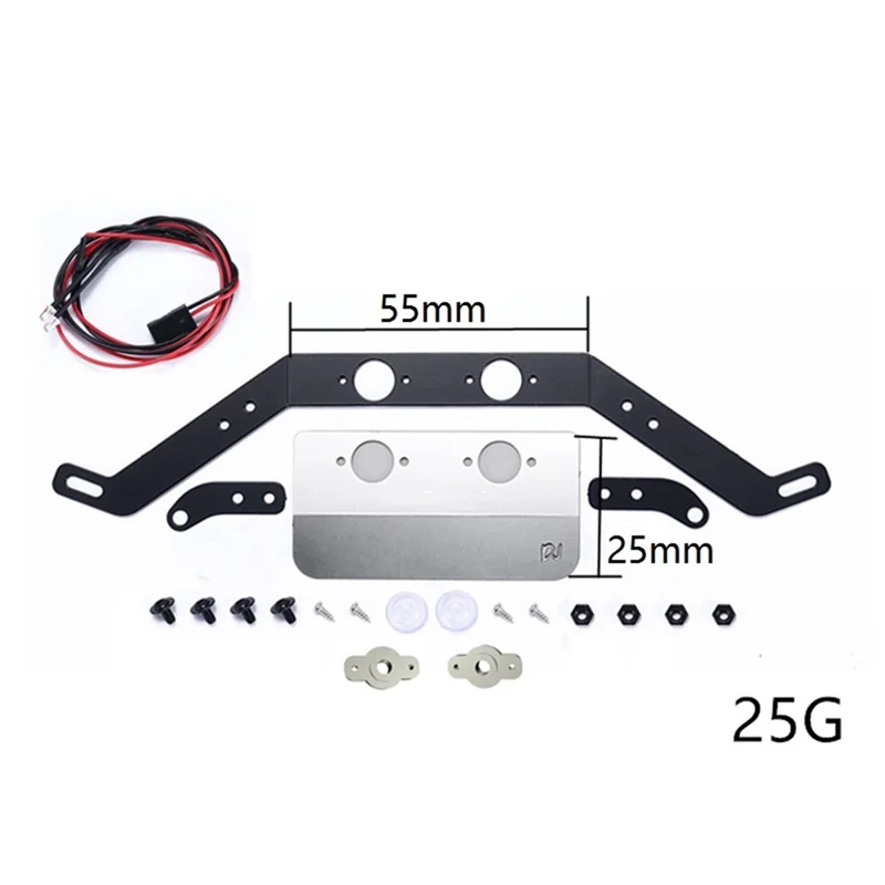 Chassis Armor Front Bumper Protector Plate with LED Light for MN78 1/12 RC Car Upgrade Parts Accessories