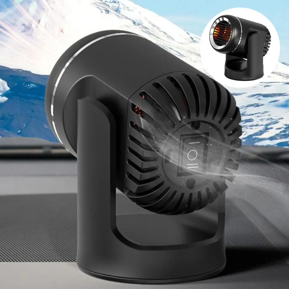 12V 120W Vehicle Heater with Fan and Defroster 360 Degree Rotatable Design with 180 Degree Tilt for Rapid Frost and Fog Removal