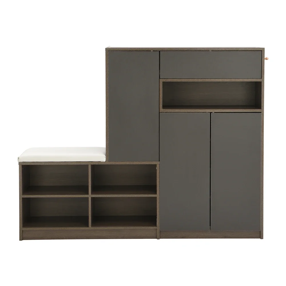 Schuhaufbewahrungsbank, Schuhschrank, Schuhregal mit gepolstertem Sitz, vielseitige Schuhaufbewahrungslösung mit Racks für den Flur – Detail 10