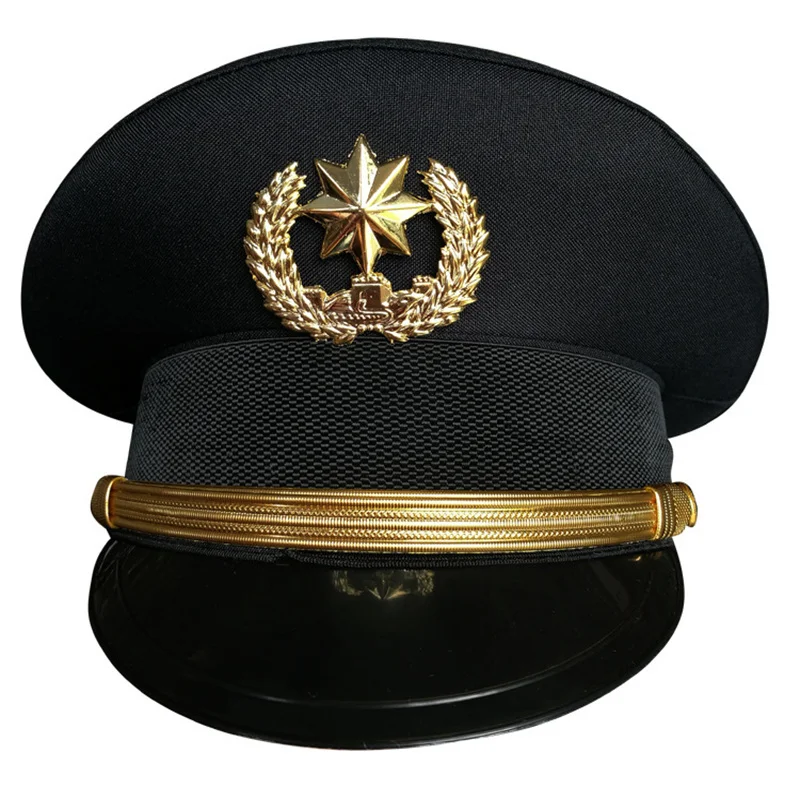 

Black security hat man /women Big Brim Hat Cosplay black cap with cap emblem