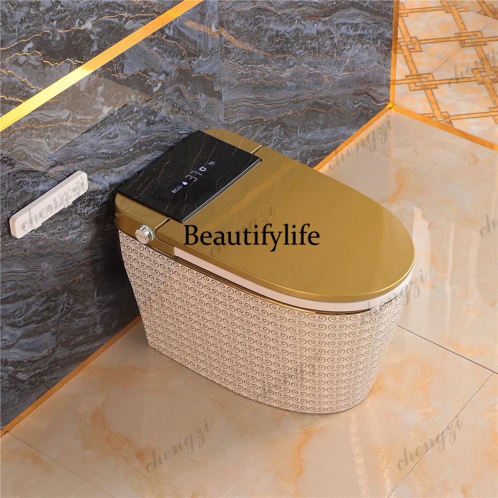 z331 Floor Mounted One Piece Golden Luxury Electric Bidet Commode Bathroom S Trap Automatic Wc Intelligent Gold Smart Toilet Bow