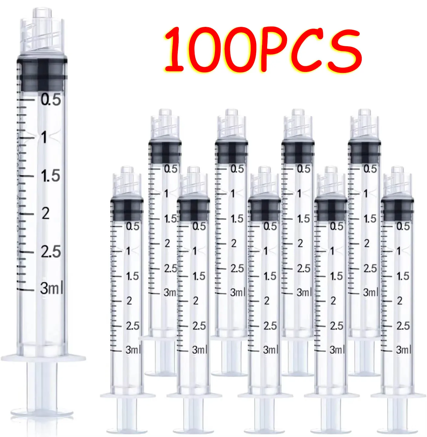 

3ml/cc, Sterilized Individually Wrapped Disposable Plastic Syringes with No Needle for Lab use, 100pcs