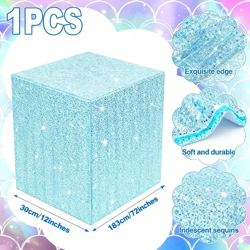 1PC 30X180cm Iridescent Mermaid Table Runner with Shimmering Sequin - Multicolor Suitable for Weddings, Birthdays, Parties