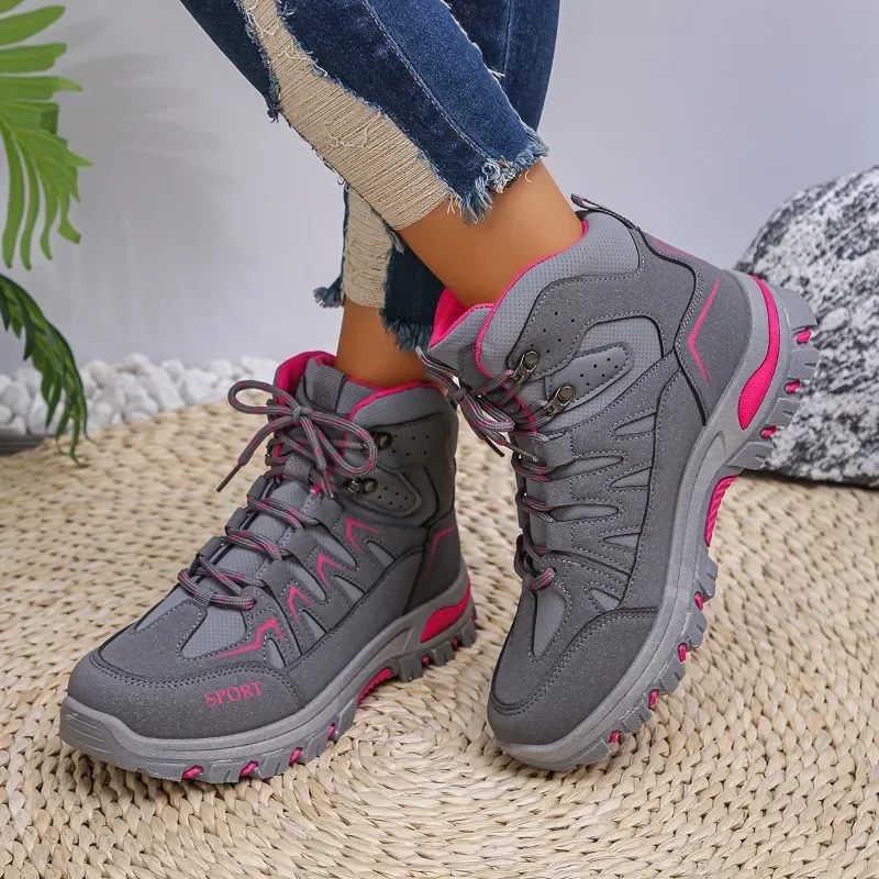 2024 High Quality Women Shoes Hot Sale Women's Sneakers Comfort Non-slip Hiking Boots Fashion Mixed Colors Lace-up Sport Shoes