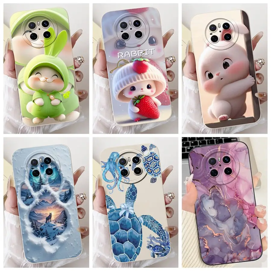 Para Huawei Mate 70 Pro + funda Mate70 suave con estampado de conejo funda delgada de silicona para Huawei Mate 70Pro Plus fundas Shell