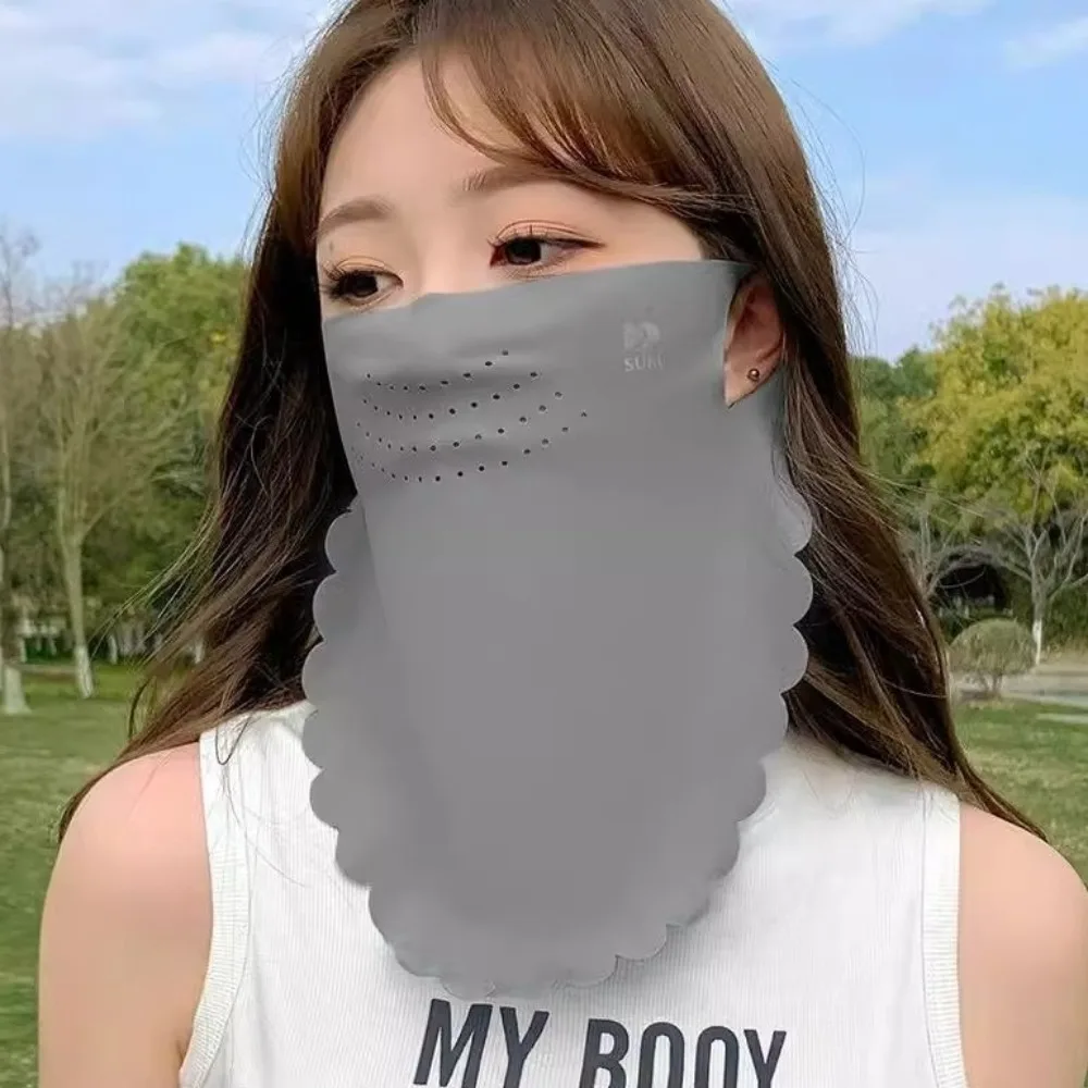 

Solid Color Sunscreen Mask Summer Face Scarves UV Protection Ice Silk Mask Face Shield Face Cover Sunscreen Face Scarf Outdoor