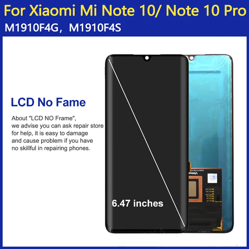 Pantalla Super AMOLED de 6,47 pulgadas para Xiaomi Mi Note 10, montaje de digitalizador con pantalla táctil LCD para Xiaomi Mi Note 10 Pro