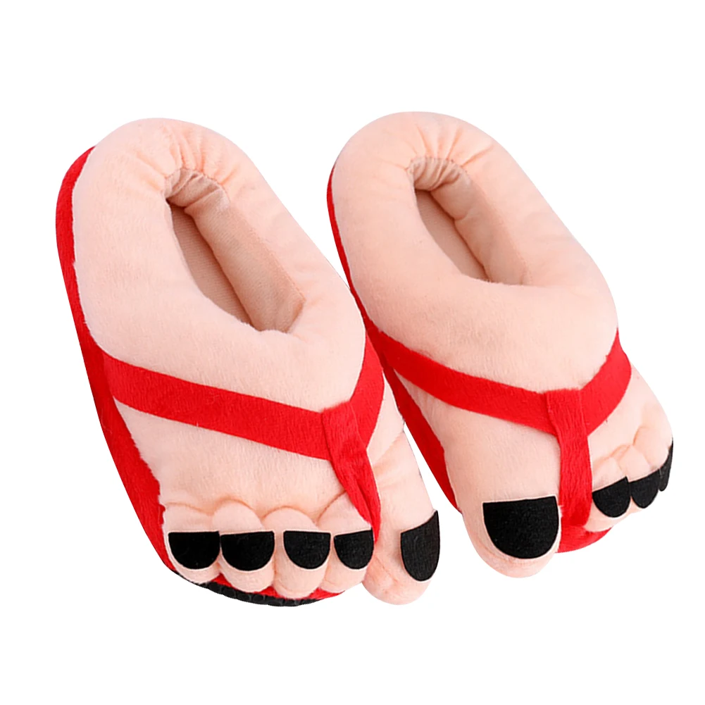 Divertenti scarpe con alluce Pantofole pelose di cartone animato Pantofole calde invernali antiscivolo Comode scarpe da coppia soffici per donne adulte