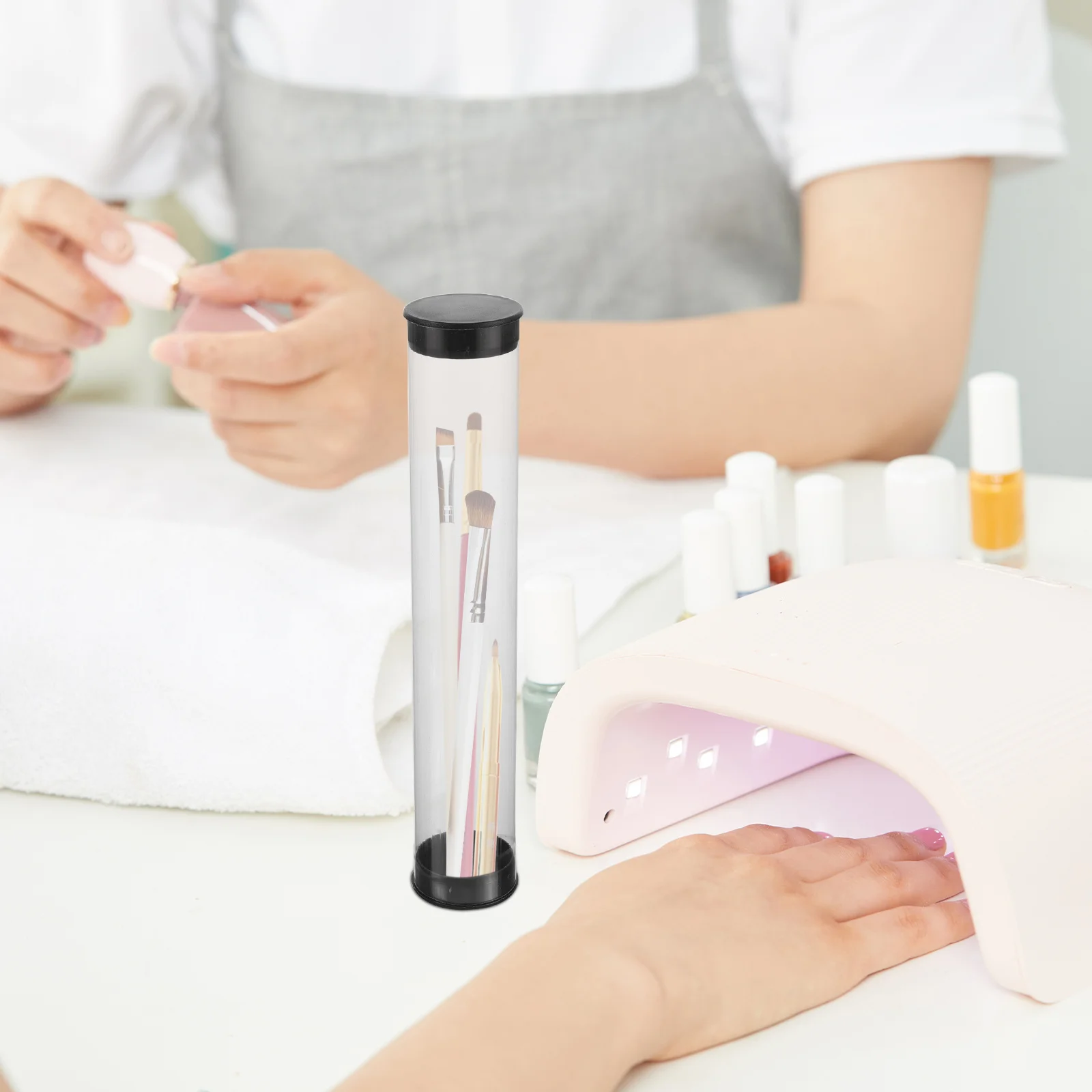 ポータブル防塵クリアアクリルネイルアートペンホルダー透明オーガナイザー（13～15本収納可能）サロン・家庭用ペンシルディスプレイスタンド