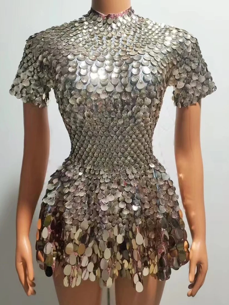 

High Quality Shell Sequin Elastic A-Line Dress 2024 New Fashion Custom Women'S Clothing