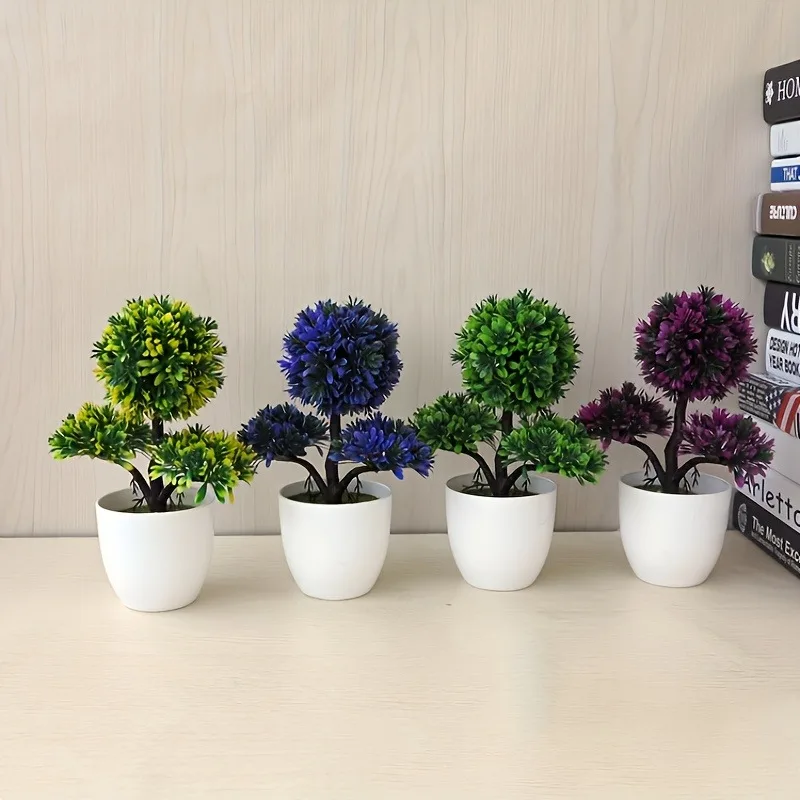 1pc Artificial Plants Bonsai, Fake Flowers Potted Ornament, Small Tree Pot Plant For Hotel Garden Office Home Desk Decoration