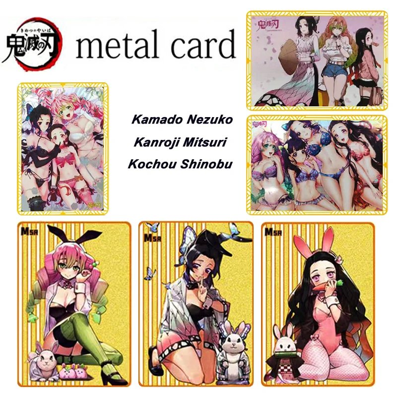 DIY 1pcs/set Demon Slayer Kamado Nezuko Kanroji Mitsuri Anime collection card Board game card toys Flash card Christmas gift