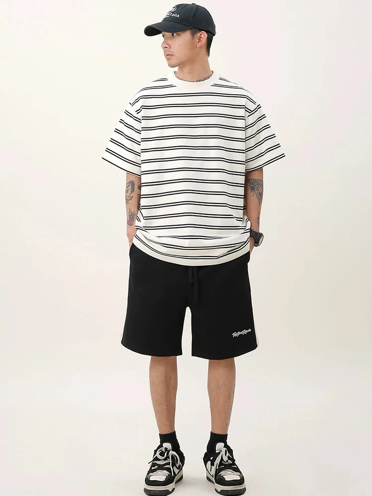

Black White Striped T-Shirt Men Basic Simple Casual Oversized Tees Short Sleeve Tops Easy To Match With Jeans Shorts Tshirts