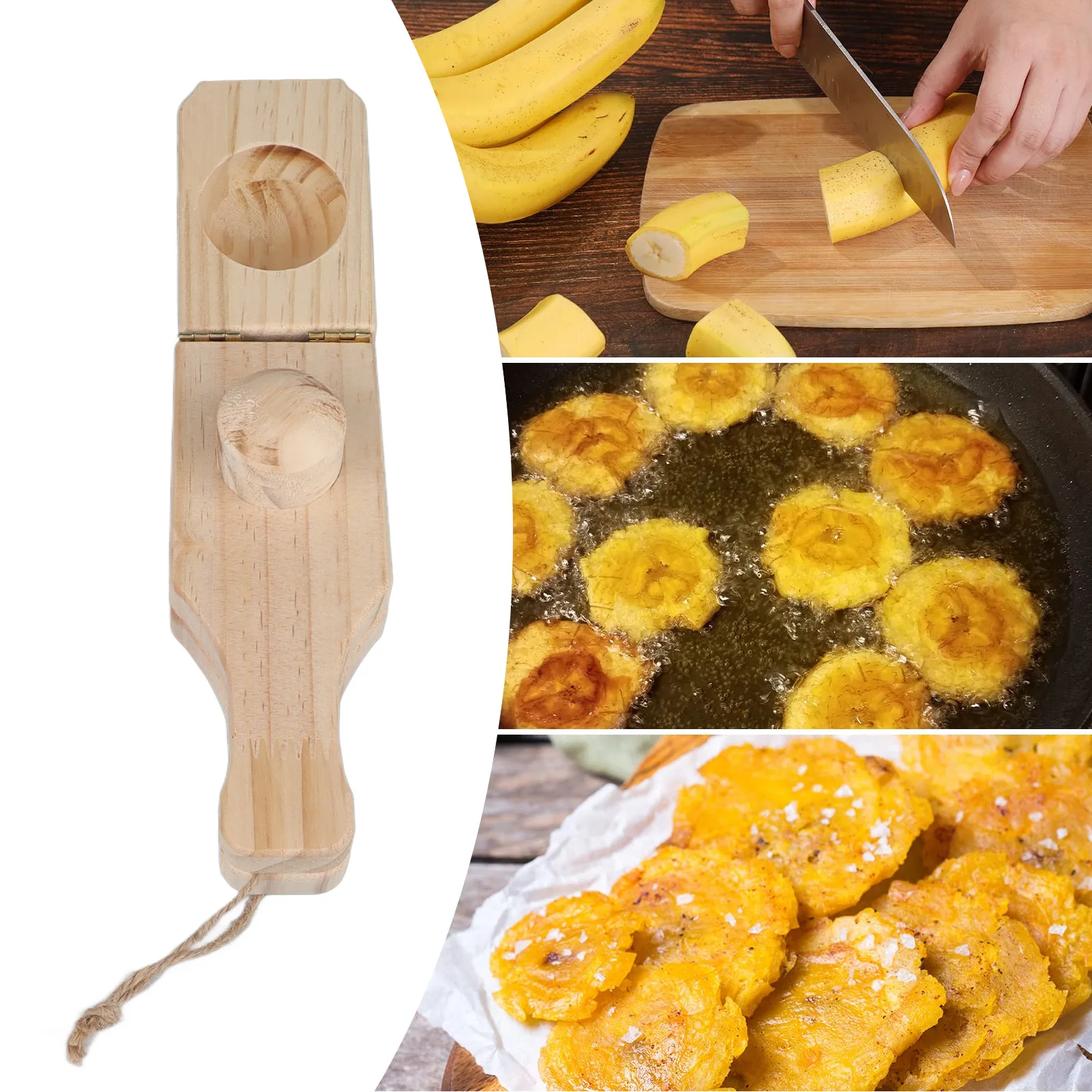 Tostonera Plantain Masher Pine Plantain Press Smasher Reusable Deep Plantain Baskets Maker With Hanging Lanyard