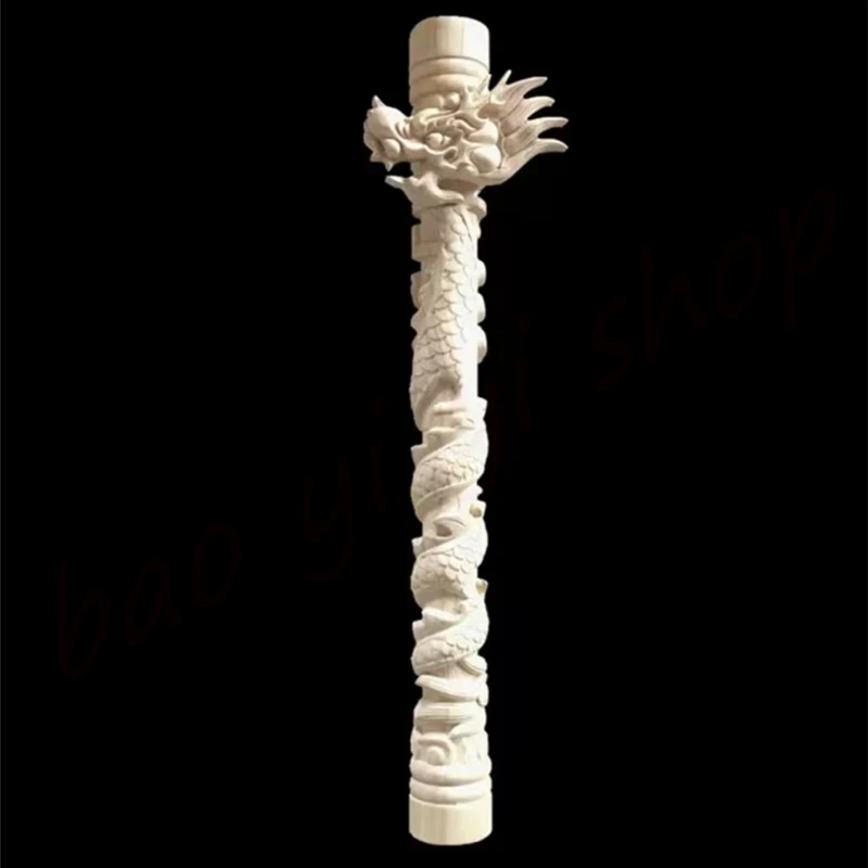 

Wooden carved solid wood dragon pillar, coiled dragon pillar, classical decoration, auspicious cloud relief, auspicious, a pair