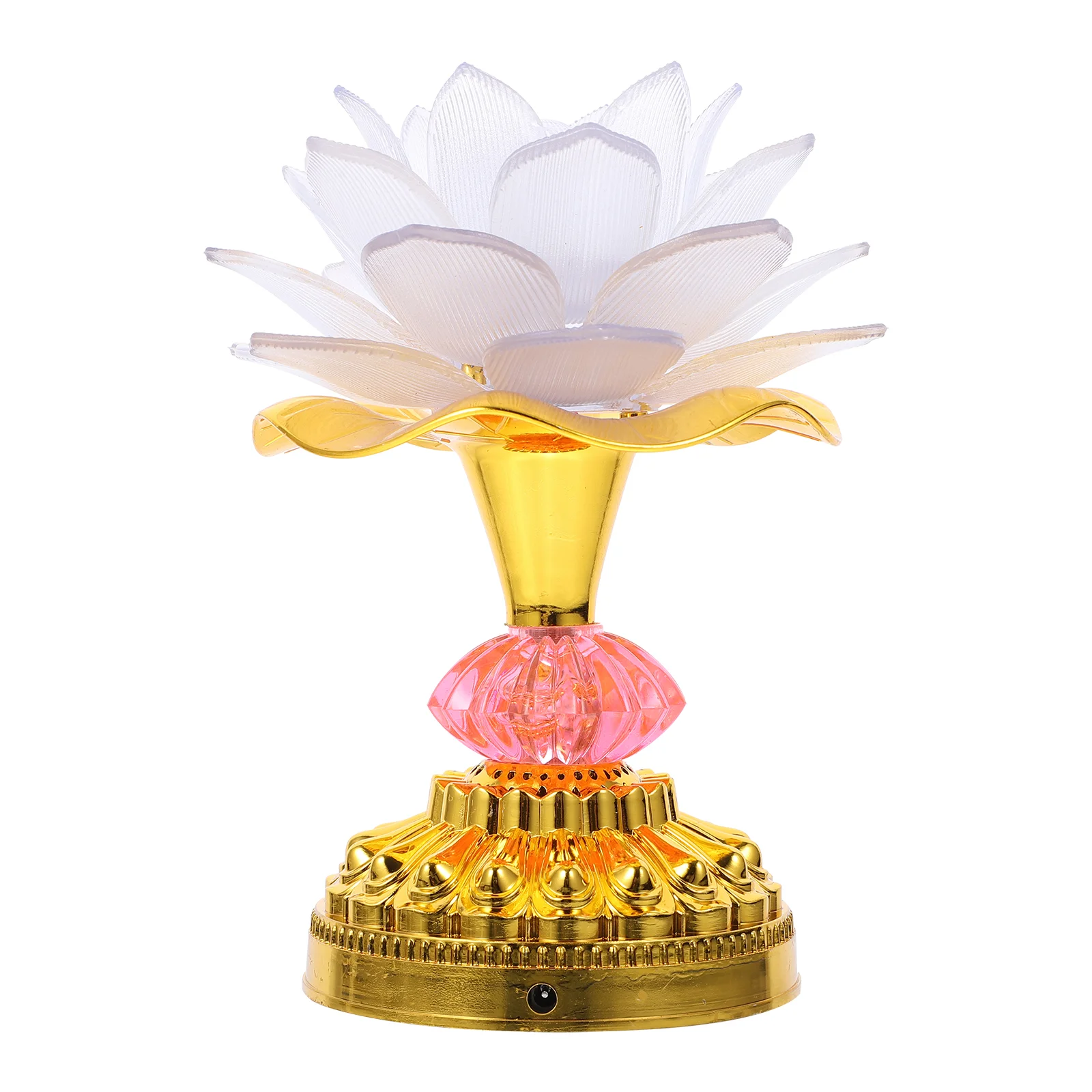 USB Colorful LED Lotus Lantern for Buddha Props Lamp Household Plug in Flower Abs Light
