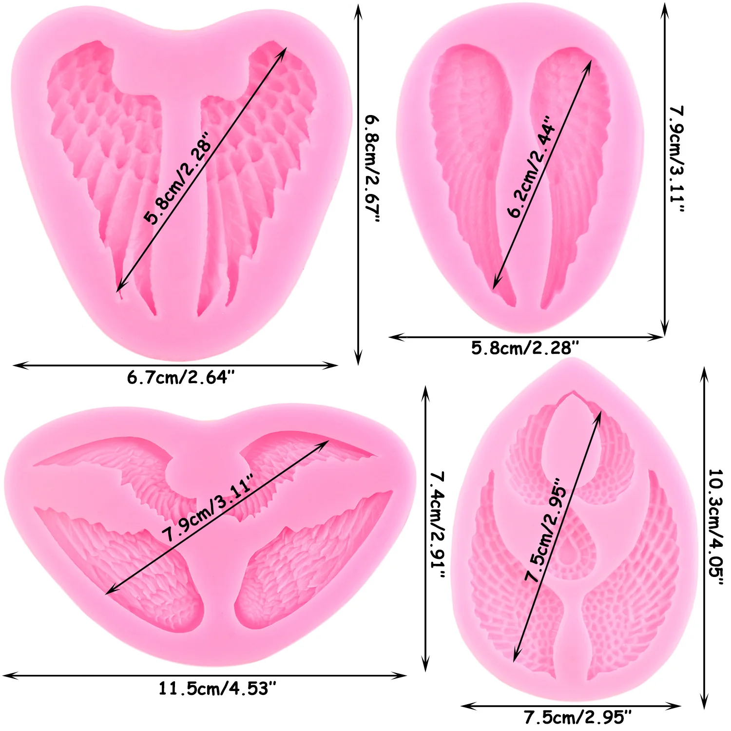 Angel Wings Silicone Mold Cupcake Fondant Molds Cake Decorating Tools Chocolate Gumpaste Mould Candy Resin Clay Moulds