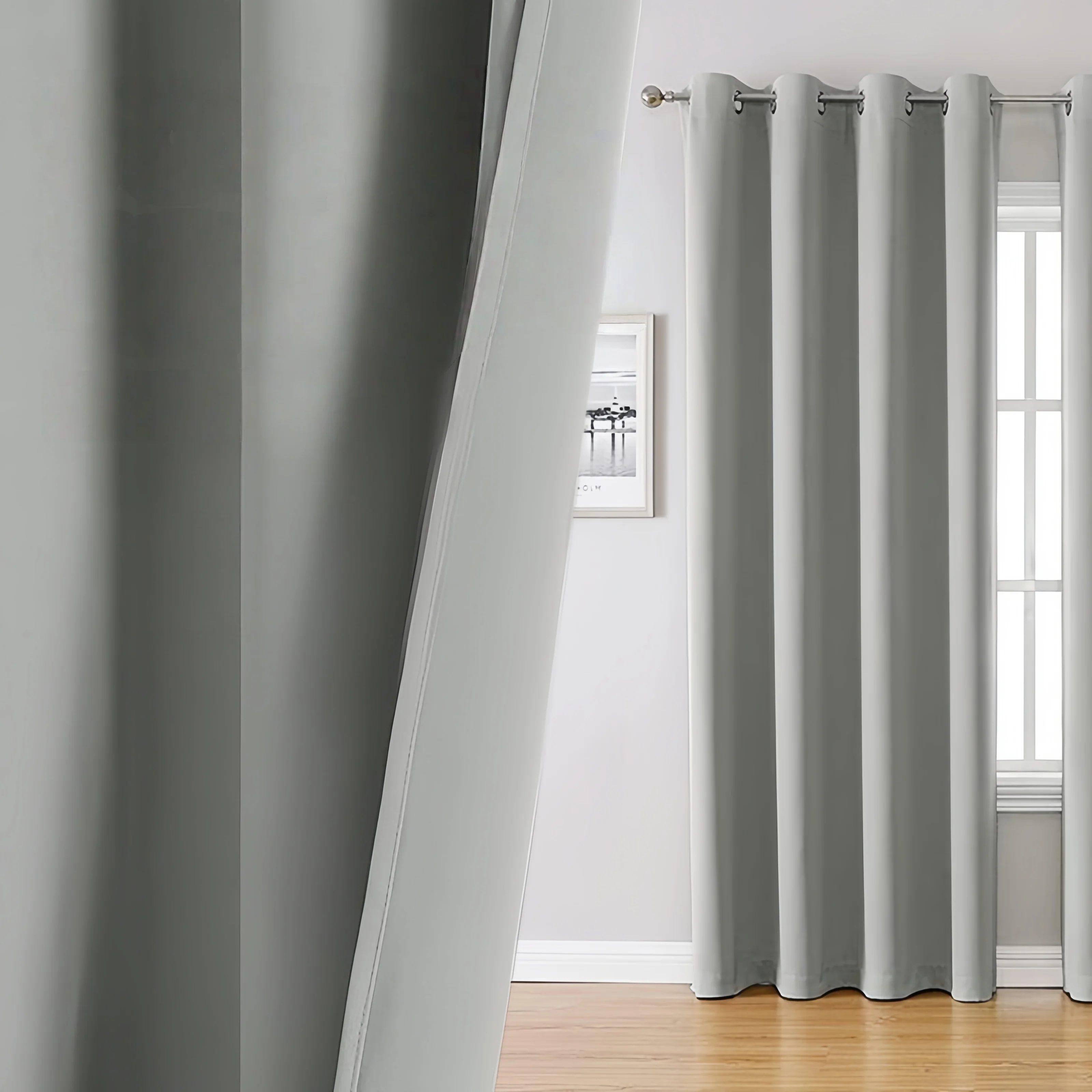 Blackout Thermal Curtains with Inner Lining, Noise Reduction Drapes for Bedroom Balcony Window, Thickened Privacy Shades