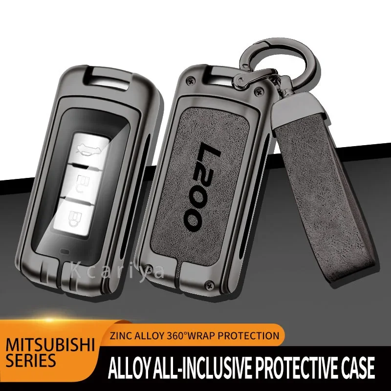 

Car TPU Zinc Alloy Key Case Bag For Mitsubishi L200 Logo Car Key Chain Car Metal Key Shell Auto Interior Decoration Accessories