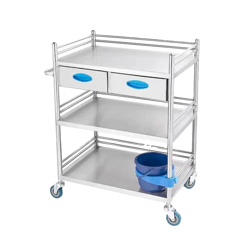 

304 extra thick integrated welding stainless steel treatment cart, instrument table, trolley, instrument cart, beauty cart