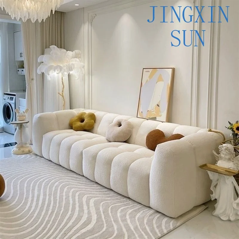 Marshmallow Sofa French Cream Wind Sofa Marshmallow Fabric Living Room Bedroom Double Triple